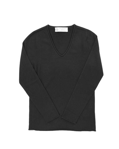 Crown of Edinburgh Cashmere Womens V Neck Sweater COE 0022 BLACK