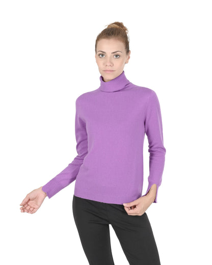 Crown of Edinburgh Cashmere Womens Turtleneck Sweater COE 0023 LAVENDER