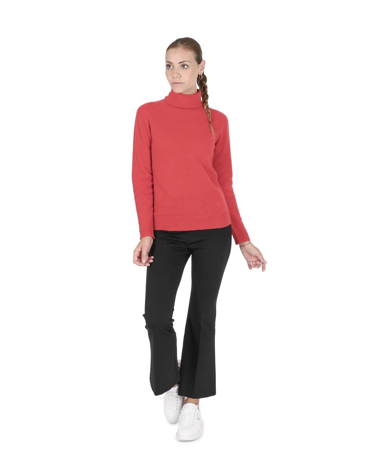 Crown of Edinburgh Cashmere Womens Turtleneck Sweater COE 0021 RED